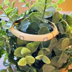 Cream and Rhinestone Hinged Banglet